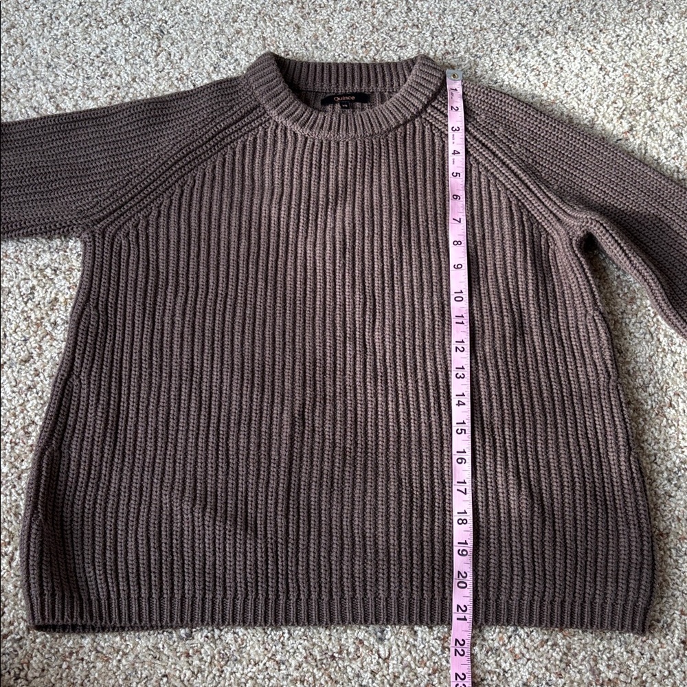 Quince 100% Organic Cotton Fisherman Crew Sweater Heather Brown Size XS - Picture 9 of 12